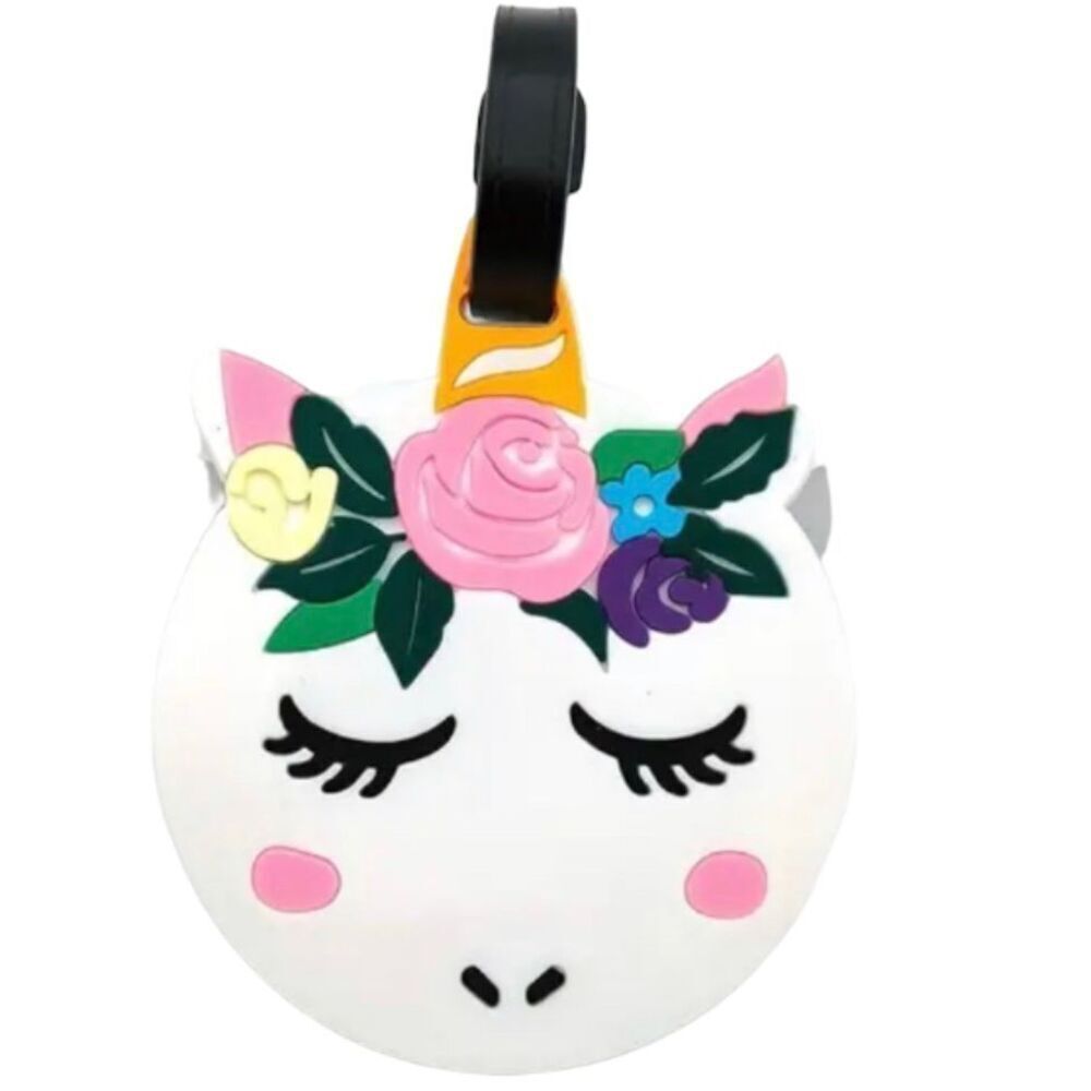Unbranded Unicorn Luggage Tag Kids OS White Excellent Floral Silicone Bag ID